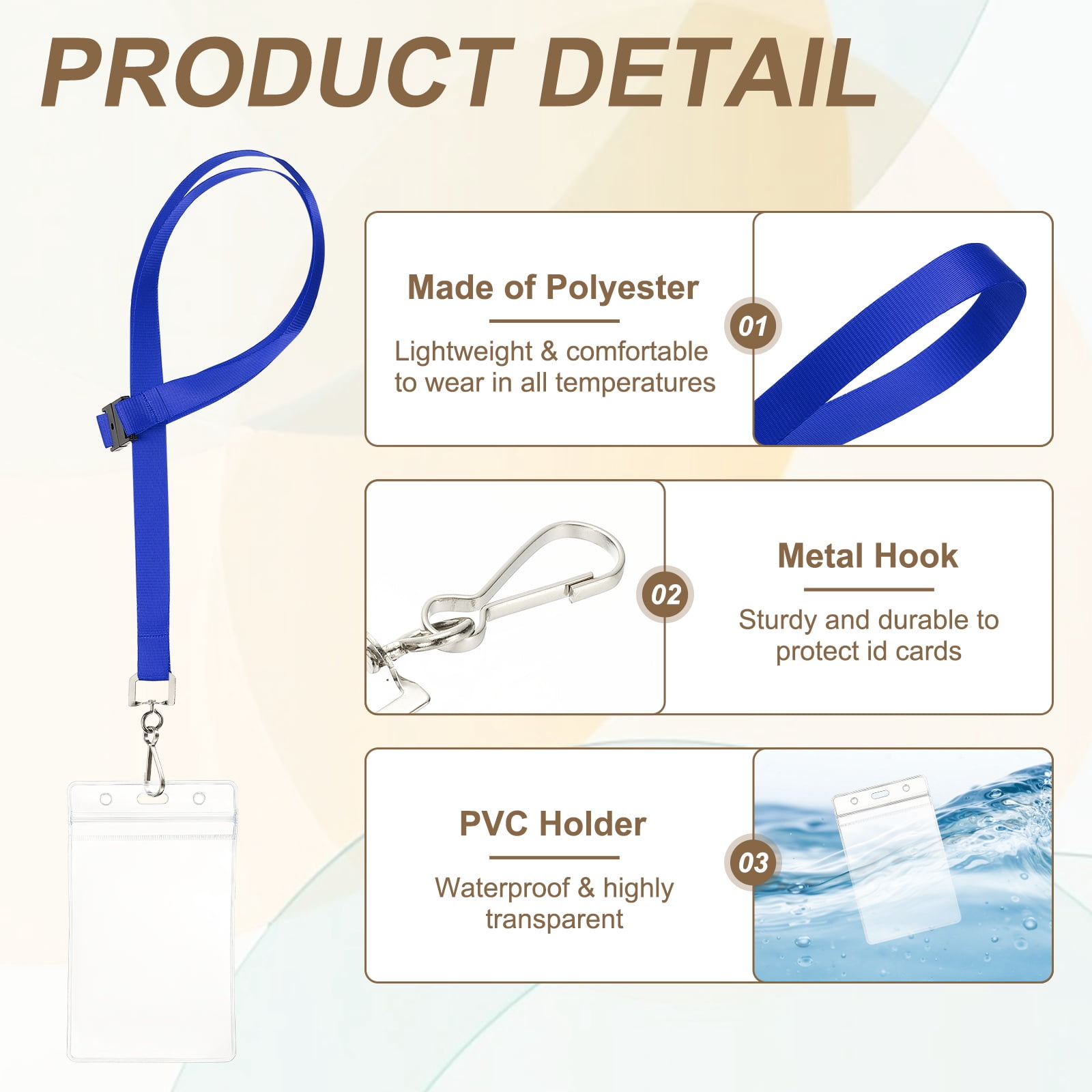 Uxcell 24Pack Colored Lanyards for ID Badges, Breakaway Lanyards for Keys, Blue
