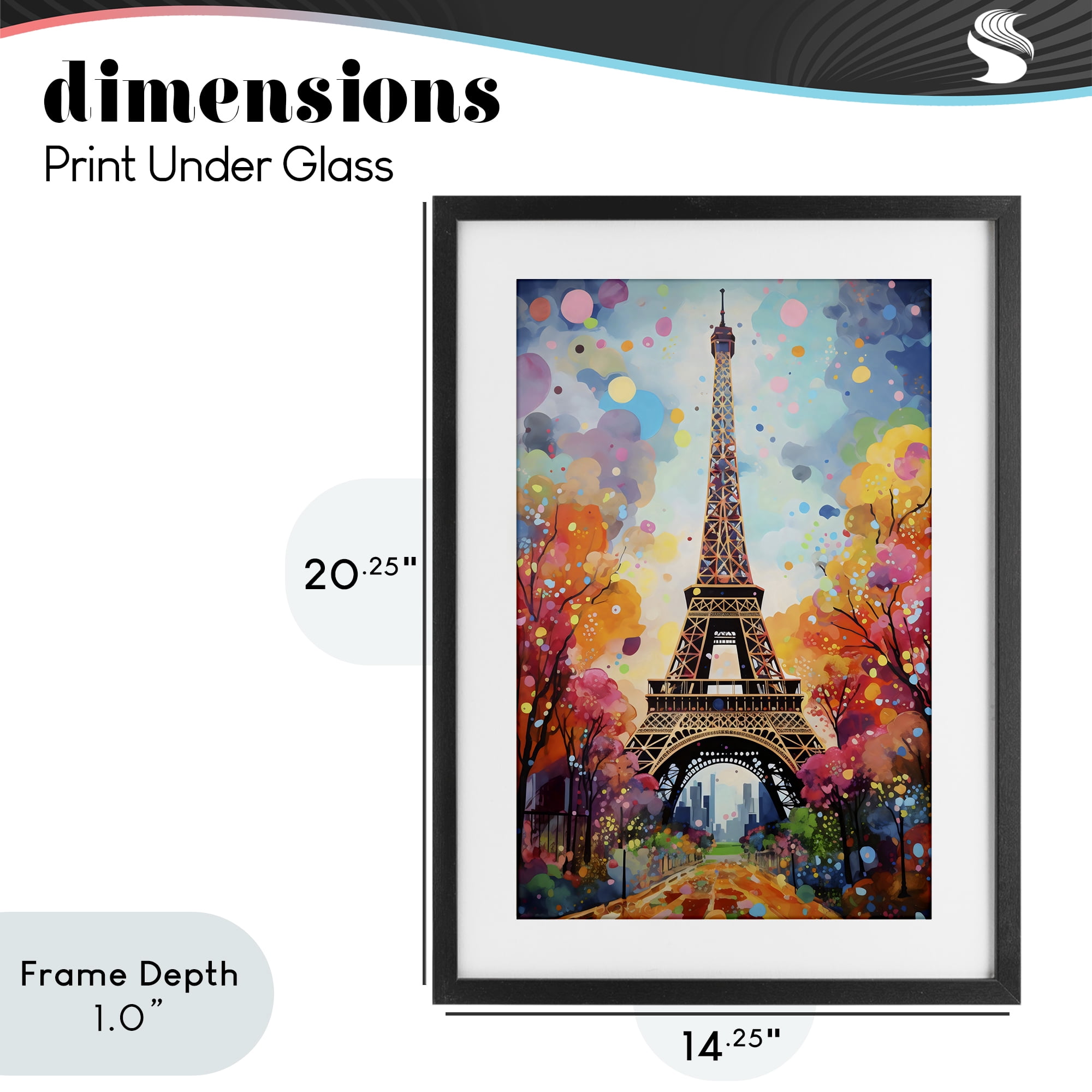 Stupell Industries Eiffel Tower with Colorful Trees Black Framed Print Under Glass, design by Creative Studio
