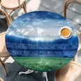 thumbnail image 4 of Football Stadium Round Tablecloth 55-60 Inch Round Fitted Table Cloth with Elastic Edge, Blue Green Sport Modern Art Waterproof Table Cover Protector for Outdoor Picnic Party Dining, 4 of 9