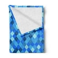 thumbnail image 2 of Blue Soft Flannel Fleece Throw Blanket, Abstract Geometrical Hexagonal Squared Shapes Image Ombre Style Art, Cozy Plush for Indoor and Outdoor Use, 60" x 80", Turquoise Dark Blue, by Ambesonne, 2 of 5