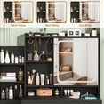 thumbnail image 2 of Vanity Desk with Mirror and LED Lights, Makeup Vanity with Charging Station and Stool, Dressing Table with Multiple Shelves and Drawers, Makeup Desk with 3 LED Light Models for Bedroom, Black, 2 of 7