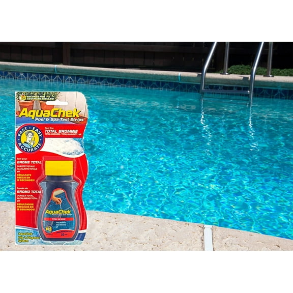 AquaChek Red Total Bromine 4-IN-1 Swimming Pool and Spa Test Strips (50 Strips)