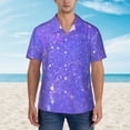 thumbnail image 5 of Picia Purple Glitter Gentle Cotton Regular Fit Short Sleeve Casual Hawaiian Shirt for Men-Large, 5 of 8