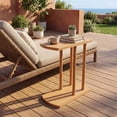 thumbnail image 3 of Costway 1 PCS C-shaped Teak Wood Side Table with Thickened Top & Sturdy Base for Small Spaces, 3 of 10