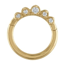 Zahav Jewelry 14K Solid Yellow Gold 16 Gauge Genuine Diamond Septum Clicker