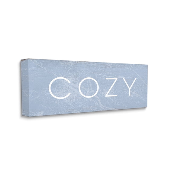 Stupell Industries Cozy Text Charming Distressed Blue Paint Canvas Wall Art by Daphne Polselli