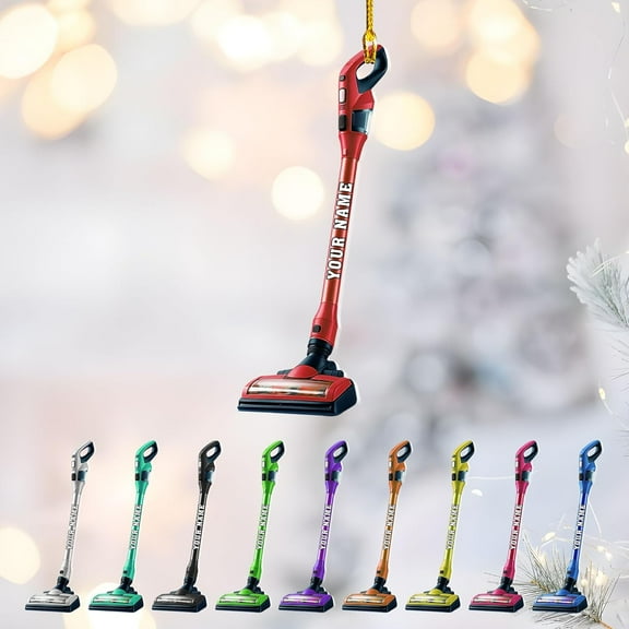 Customized Vacuum Cleaner Christmas Ornament, Cleaning Tools Ornament for Christmas Tree, Gift for Housewife Housekeeper, Holiday Xmas Tree Hanging Decor for Mom Woman Wife (Acrylic, Style 6) - 3535
