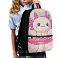 thumbnail image 3 of HUIACONG Pink Mushroom Axolotl Kids Backpack for Back to School Ergonomic Adjustable Straps Water Resistant Large Capacity for Students 6‑18 Daily Use, 3 of 6