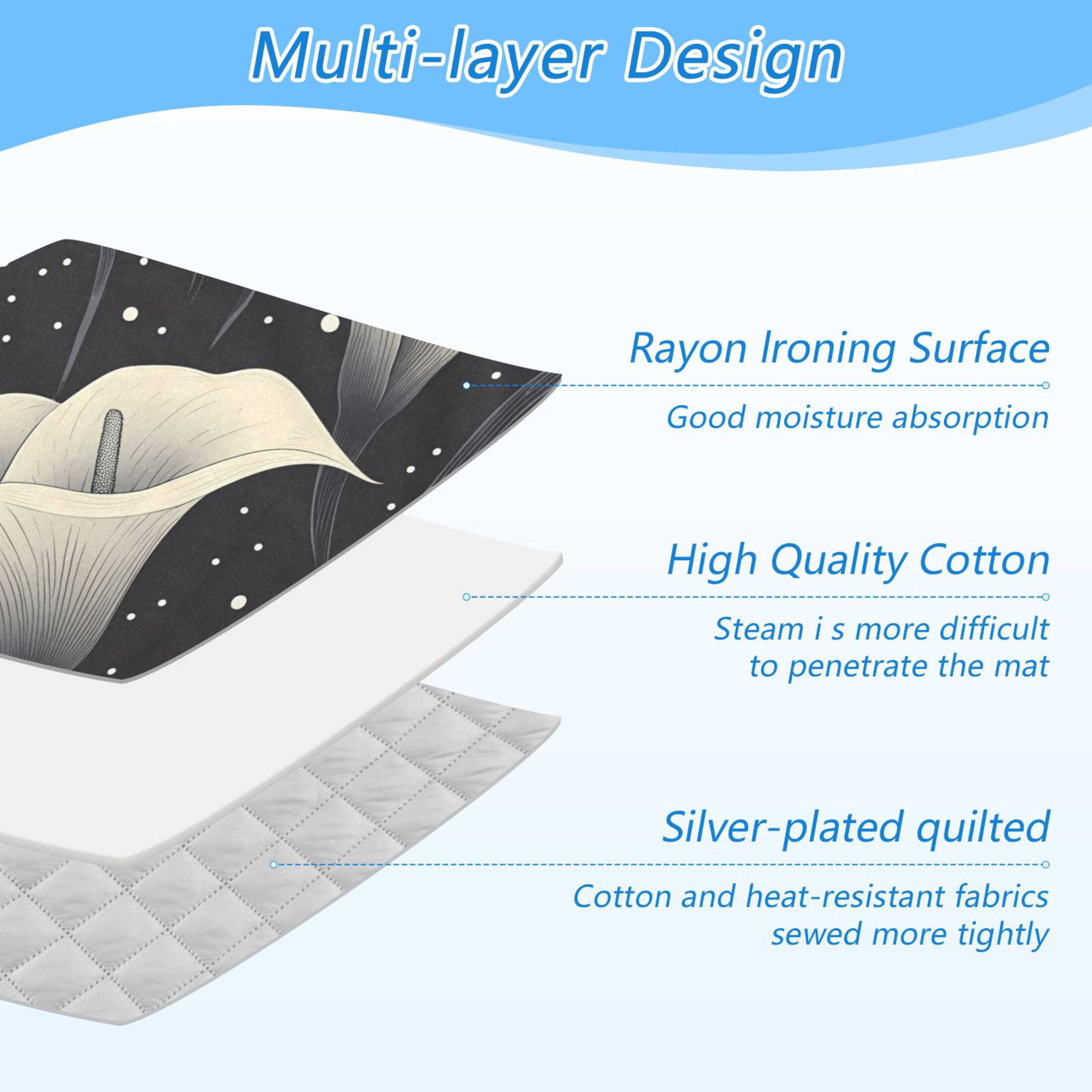 Calla Lilies Flowers Polka Dots Ironing Mat Blanket Portable Travel Ironing Pad Heat Resistant Pad 47.2" x 27.6”