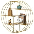 thumbnail image 4 of Vintiquewise Elegant 3-Tier Decorative Floating Geometric Arc Wall Shelf - Semi-Circular Metal and Wood Wall-Mounted Shelf for Entryway, Bathroom, Bedroom, and Living Room Decor, Gold Finish, 4 of 10