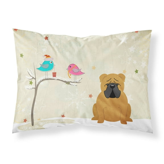 Christmas Presents between Friends English Bulldog - Red Fabric Standard Pillowcase