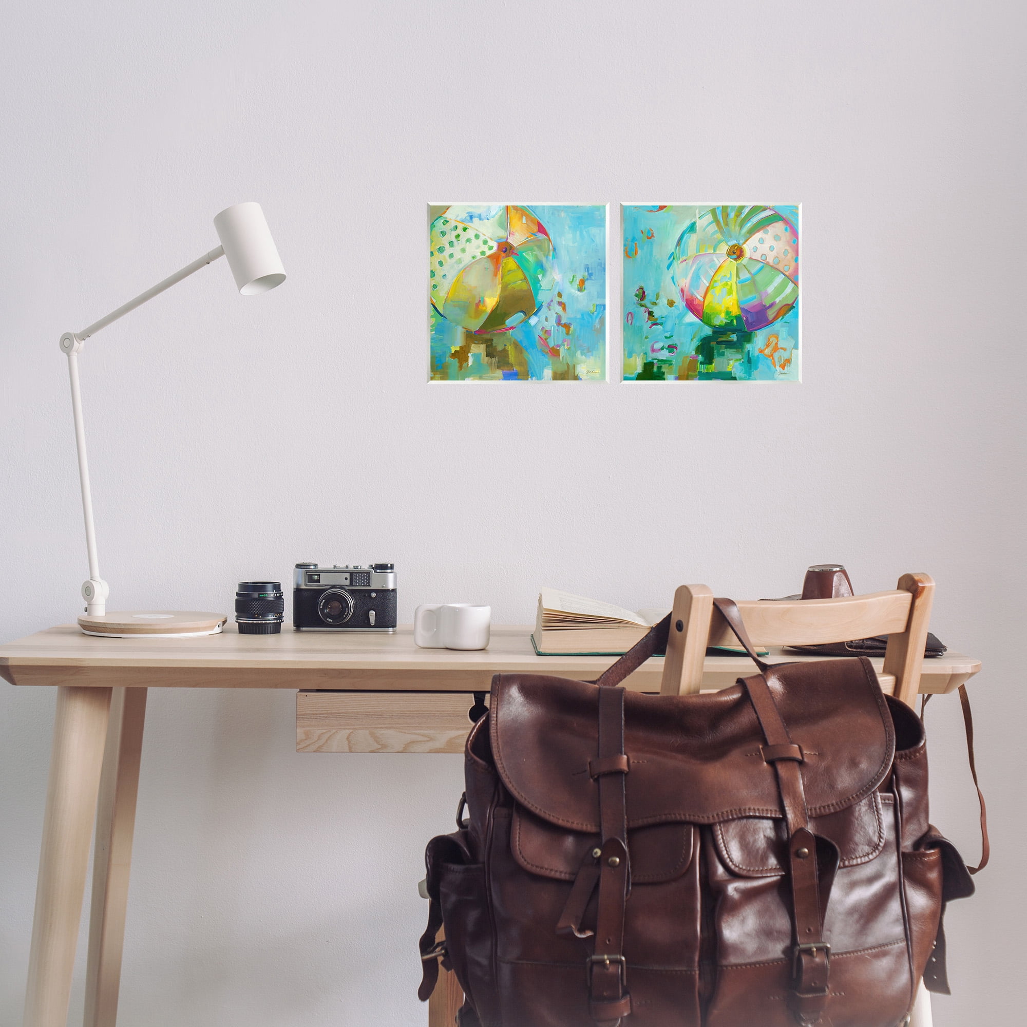 Stupell Industries Abstract Beach Balls Abstract Painting Unframed Art Print Wall Art, 12 x 12, Set of 2