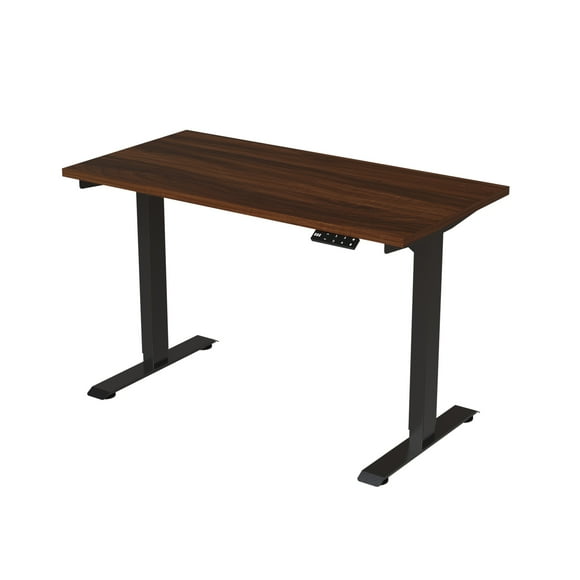 Escritorio Eléctrico de Altura Ajustable Base Negra Tablero 120x60 Madera Obscura