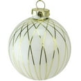 thumbnail image 3 of Northlight White and Gold Geometric Shiny Glass Christmas Ball Ornament 3.25" (80mm), 3 of 3