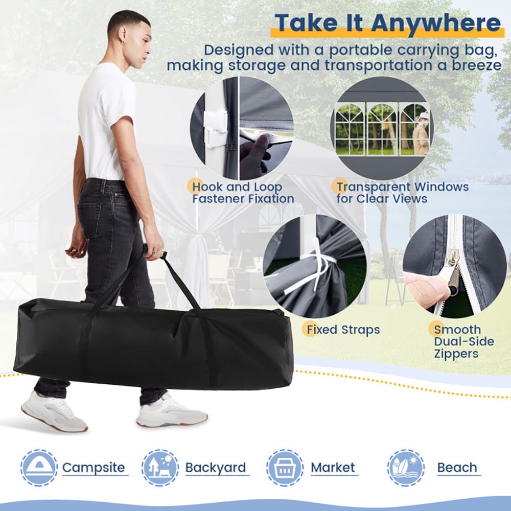 Aimee Lii 10 x 20 FT Pop up Canopy with 6 Sidewalls and Windows and Carrying Bag for Party Wedding Picnic, Canopy Gazebo for BBQ Events, Gray Aimee Lii 10 x 20 FT Pop up Canopy with 6 Sidewalls and Windows and Carrying Bag for Party Wedding Picnic, Canopy Gazebo for BBQ Events, Gray