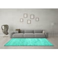 thumbnail image 3 of Ahgly Company Machine Washable Indoor Square Abstract Turquoise Blue Contemporary Area Rugs, 4' Square, 3 of 4