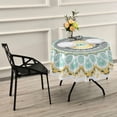 thumbnail image 7 of Coolnut Bohemia Round Tablecloth, Wrinkle Free Soft Table Cloth with Lace, 60 Inch Table Cover for Kitchen Dining Tables, Hotels, Banquets, Camping Parties House Decor, 7 of 7