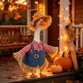 thumbnail image 4 of Fall Scarecrow Goose Outfit, with Scarecrow Plaid Shirt, Hat and Crow, Fits 23 Inch Goose Statues, for Autumn Thanksgiving Harvest Porch, Yard, Patio, Lawn, Garden Decoration, 4 of 6