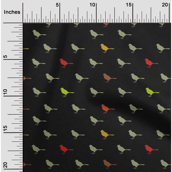 oneOone Tissu en Coton et Soie Imprimé Artistique d'Oiseaux BTY 42 Pouces de Large