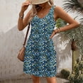 thumbnail image 4 of ALLLIST with Pockets Dresses for Ladies Mini V Neck Sundress Blue Floral Casual Tank Dresses for Teens, 4 of 7