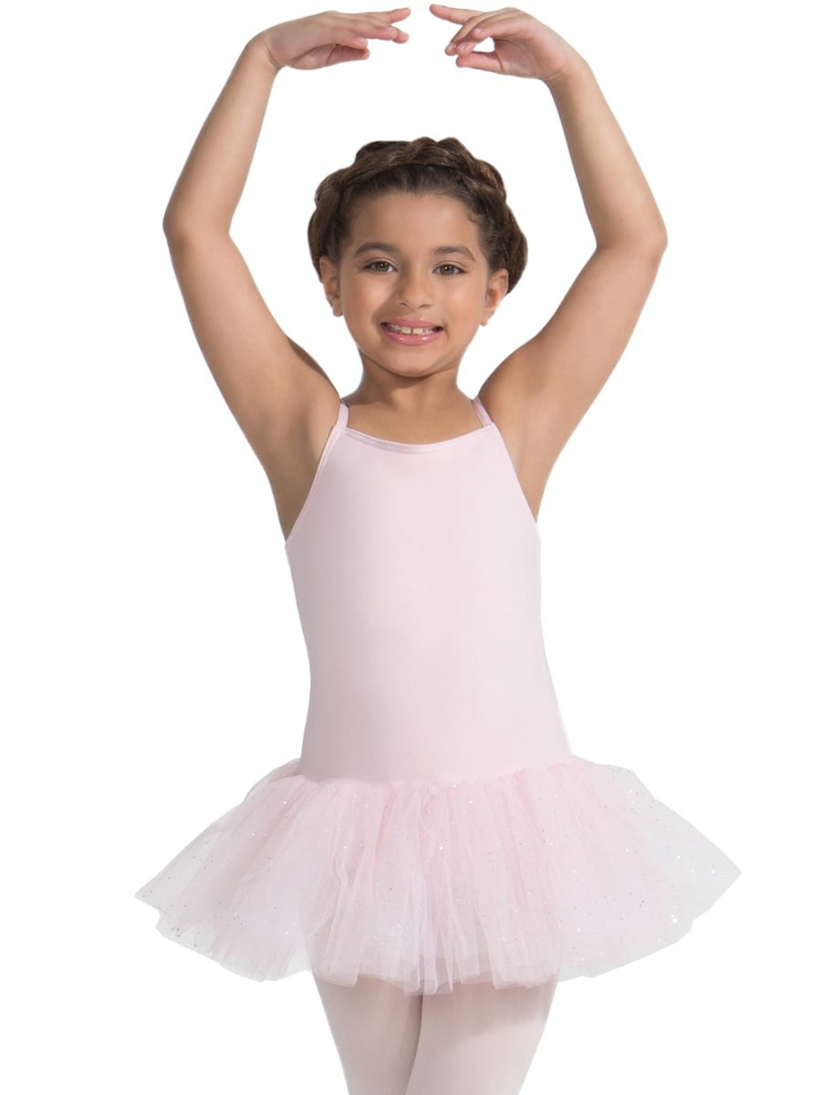 CAPEZIO 2 Layer Tutu Dress Pink Flower Dance Ballet Costume GIRLS  Spandex New 