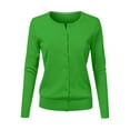 thumbnail image 2 of TANGNADE Women's Round Neck Cardigan Knitted Long Sleeved Large Yards Loose Solid Color Short Sweater Jacket, Green XXL, 2 of 4