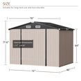 thumbnail image 3 of Sunmthink 4 x 6 ft Outdoor Metal Storage Shed with Double Lockable Door, Brown, 3 of 6
