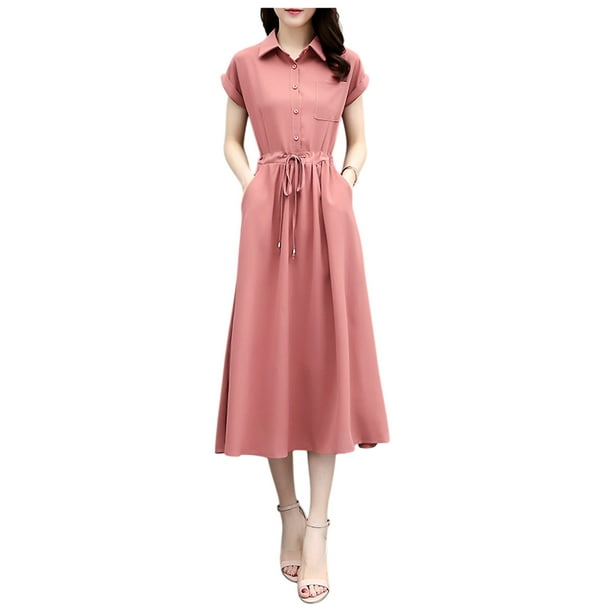 Vestido Camisero Moda Elegante Casual de Dama