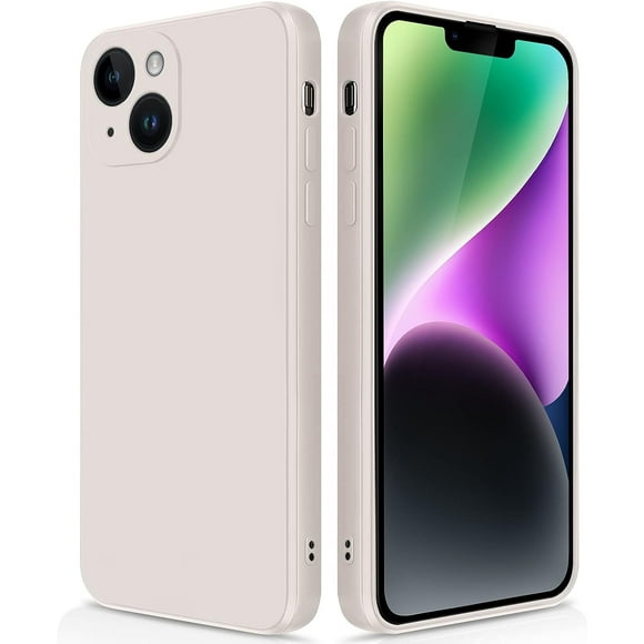 Étui de Protection en Silicone Mince pour iPhone 15 PLUS, Étui Pare-Chocs en Silicone Souple Antichoc Anti-Rayures-Beige