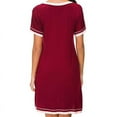 thumbnail image 5 of Norbi Women Cotton T Shirt Nightdress Solid Color V Neck Short Sleeve Pajamas Casual Home Clothing (Red, 2XL), 5 of 7
