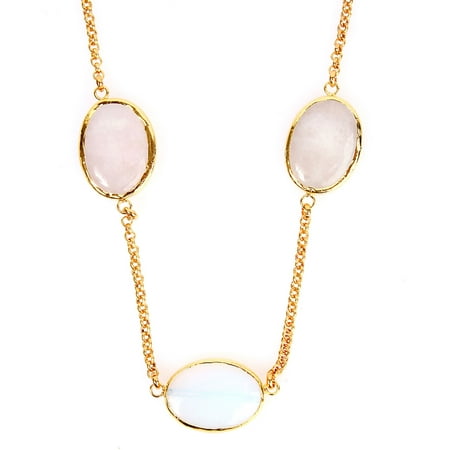 ELYA Gold-Plated Moonstone and Rose Quartz Necklace