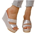 thumbnail image 5 of Xucatan Women's Patent Leather Wedge Sandals, Open Toe Double Strap Platform Mules, Gold Heel Summer Beach Slippers, Versatile Casual Dressy Holiday Style Gift, 5 of 9
