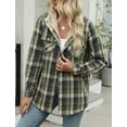thumbnail image 2 of CAILDANL Womens Plaid Shacket Jacket Long Sleeve Fleece Hooded Jackets Fall Winter Warm Coat S-2XL, 2 of 2