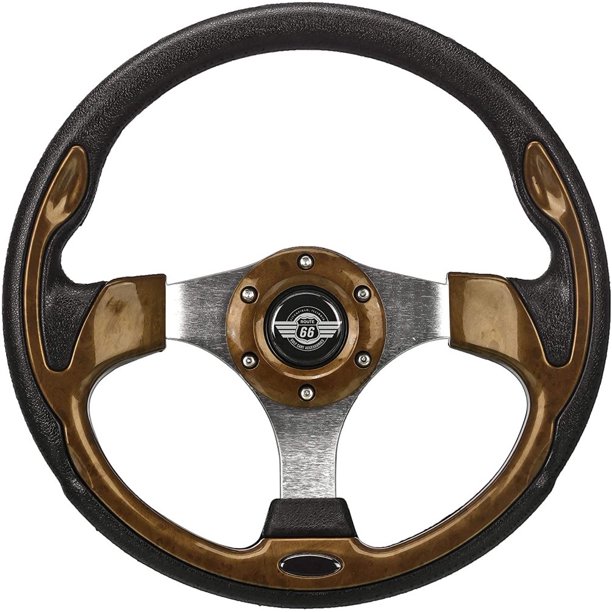 Ultimate Golf CART Woodgrain Steering Wheel W/Adapter for EZGO TXT