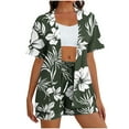 thumbnail image 2 of Mifsaly 2 Piece Sets for Women Summer Vacation Matching Outfits Tropical Print Open Front Oversized Cardigans Elastic Waist Drawstring Beach Shorts 2026 Casual Travel Fashion Clothing, 2 of 7