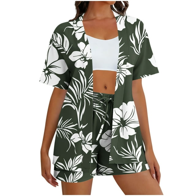 RXMEKW Casual Sweatshirt And Shorts Set For Women 2-Piece Polyester Lounge Wear Solid Color