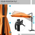 thumbnail image 4 of Outsunny 10x10ft Cantilever Umbrella with 4 Adjustable Angle and Rotation, Square Top Market Parasol with Aluminum Pole and Ribs for Backyard Patio Outdoor Area, Orange, 4 of 10