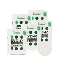 500 Pack Smartbuy 16X DVD-R 4.7GB 120Min White Inkjet Hub Printable Data Blank Media Recordable Disc