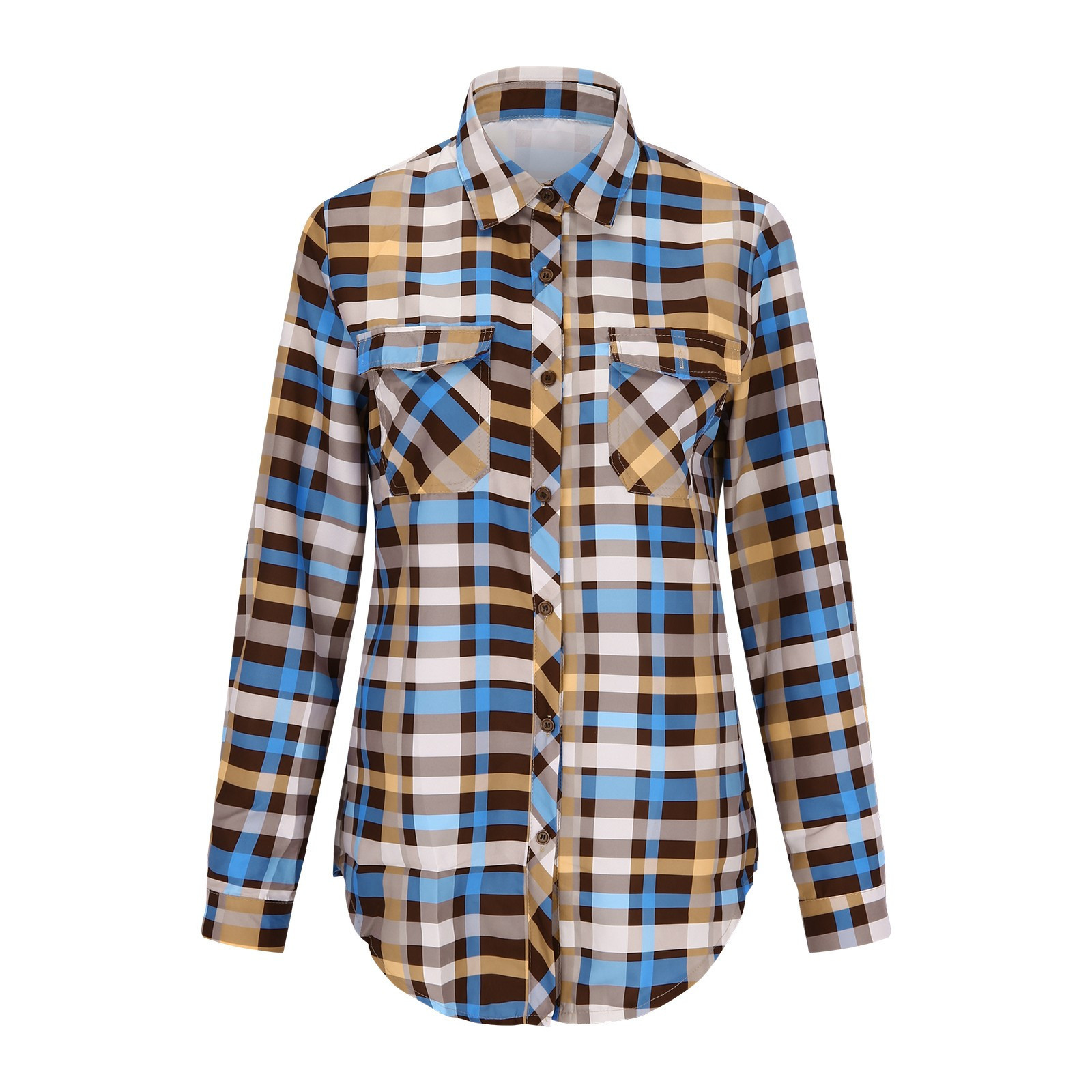 BUIgtTklOP Time and Tru Women's Flannel Plaid Shacket Long Sleeve ...