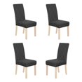 thumbnail image 1 of Deconovo - Funda de silla de comedor de punto jacquard, elástica, lavable y extraíble, de licra, para banquetes, juego de 4, color negro, 1 of 7