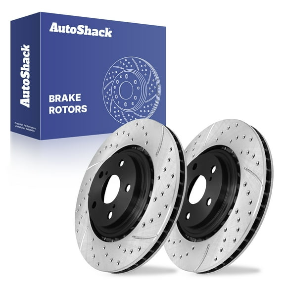 AutoShack Front Vented Drilled & Slotted E-Coated Brake Rotors 2-PC Set Replacement for 2008-2019 Toyota Highlander 2011-2020 Toyota Sienna 2010-2015 Lexus RX350 ShadowGuard 12.91" (328 mm)
