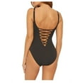 thumbnail image 2 of Bleu Rod Beattie Women's Lace Up Plunge One Piece Swimsuit, Black, 4, 2 of 2