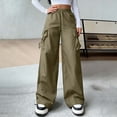 thumbnail image 4 of Neewe Womens High Waisted Loose Casual Long Straight Cargo Pants Elastic Drawstring Trousers with Pockets, 4 of 7
