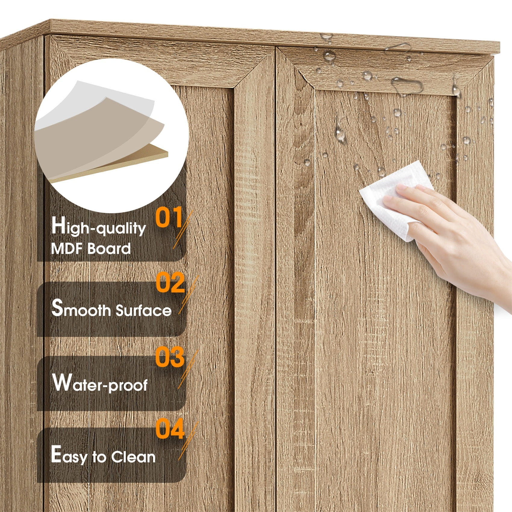 Alvantor 70" Storage Cabinet with Adjustable Shelf, Freestanding Wooden Bathroom Cabinet for Bathroom Living Room Brown