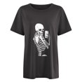 thumbnail image 4 of Blusa de manga corta con estampado de luna y sol de calavera con mangas caídas vintage para mujer Pompotops  hfajkhk124876, 4 of 9