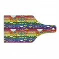 thumbnail image 1 of Groovy Cutting Board, Heart Peace Flower Power Political Hippie Cheerful Colors Festival Joyful, Decorative Tempered Glass Cutting and Serving Board, Wine Bottle Shape, Multicolor, by Ambesonne, 1 of 1