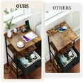 thumbnail image 3 of Nightstand with Charging Station, Bedside Table with Round Corner Design, Night Stand with Adjustable Fabric Drawer, Side Table End Table for Bedroom, Living Room Rustic Brown+black, 3 of 8