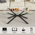 thumbnail image 3 of OUFAN 39.37" Rectangular Clear Tempered Glass Coffee Table, Stylish Design Black Metal Legs, Modern&Simple Center Table for Living Room,Transparent, 3 of 8