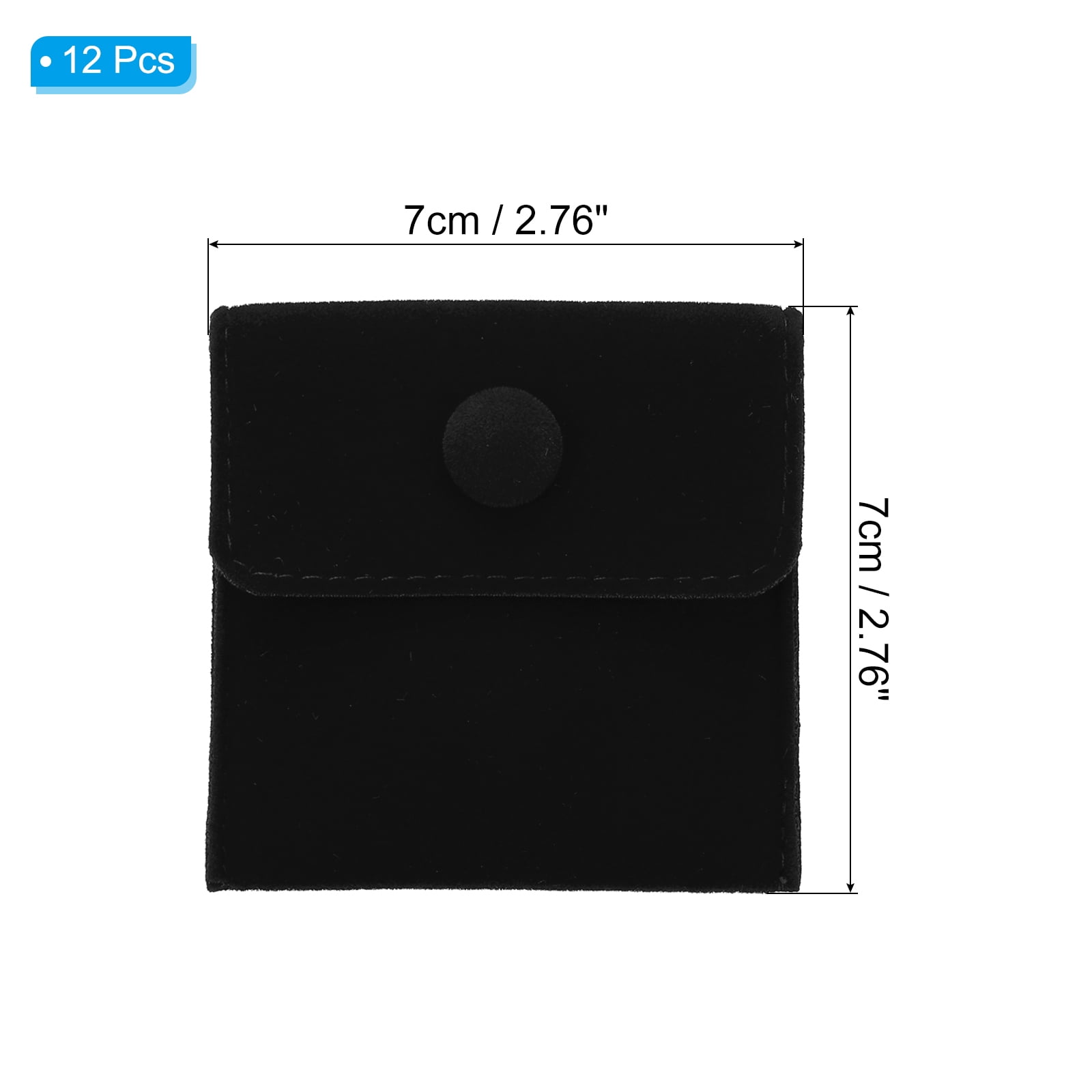 Unique Bargains Portable Velvet Jewelry Pouches with Snap Button Black 2.8" x 2.8"