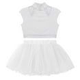 thumbnail image 3 of Alvivi Kids Girls Shiny Ballet Dance Outfits Gymnastic Shirt Crop Top and Tutu Skirt Bllerina Costume White 16, 3 of 7
